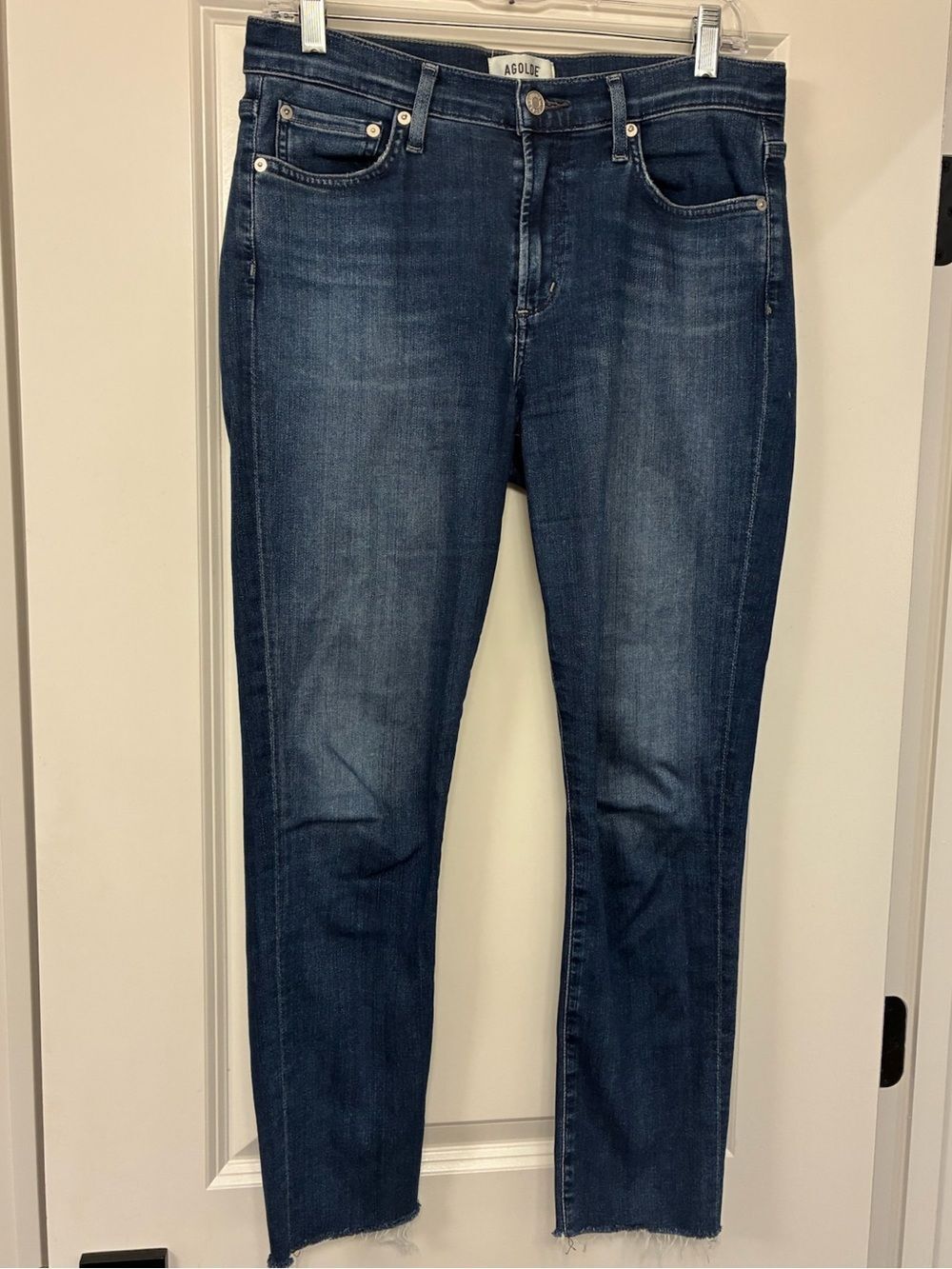 AGOLDE Sophie High Rise Raw Hem Crop Skinny Denim Jean Size 29 Style A018-3005